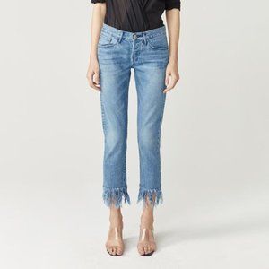3x1 Straight Fringe Crop Jean Stella Blue 28